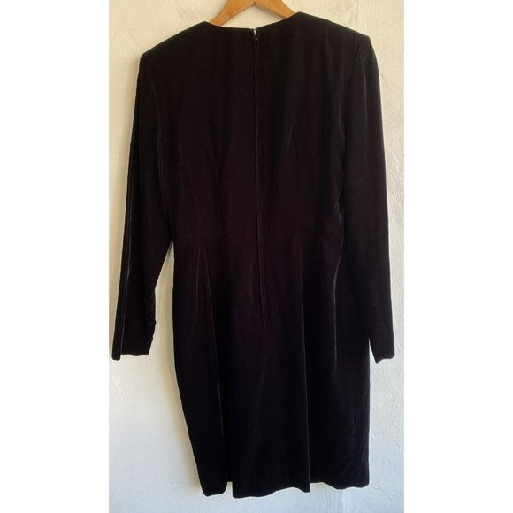 COPY - Vintage Maggy London Dress Size 10 Black Velvet Asian Inspired Long Slee… - Picture 8 of 10